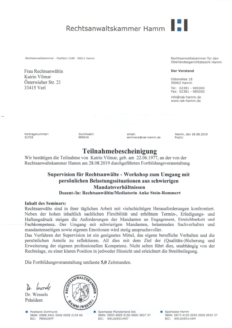 Zertifikat Supervision